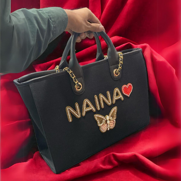 Nivel Premium Canvas Customised Tote Bag(Black/Beige)_05)