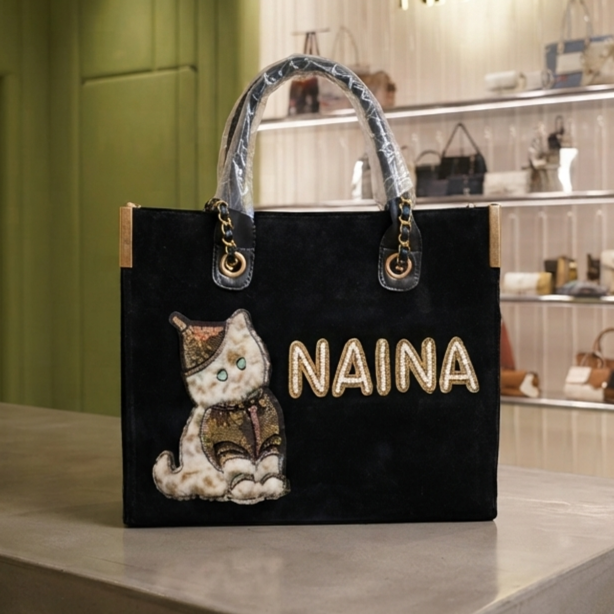 Nivel Customized Name and Patch Tote Bag for Women (06)