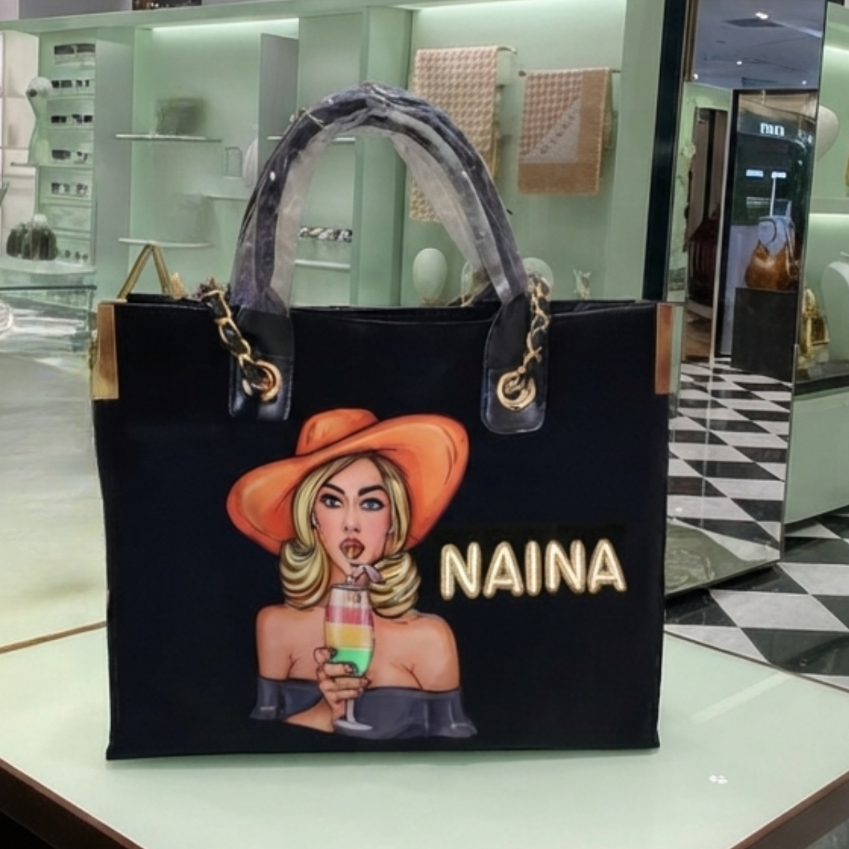 Nivel Customized Name and Patch Tote Bag for Women (04)