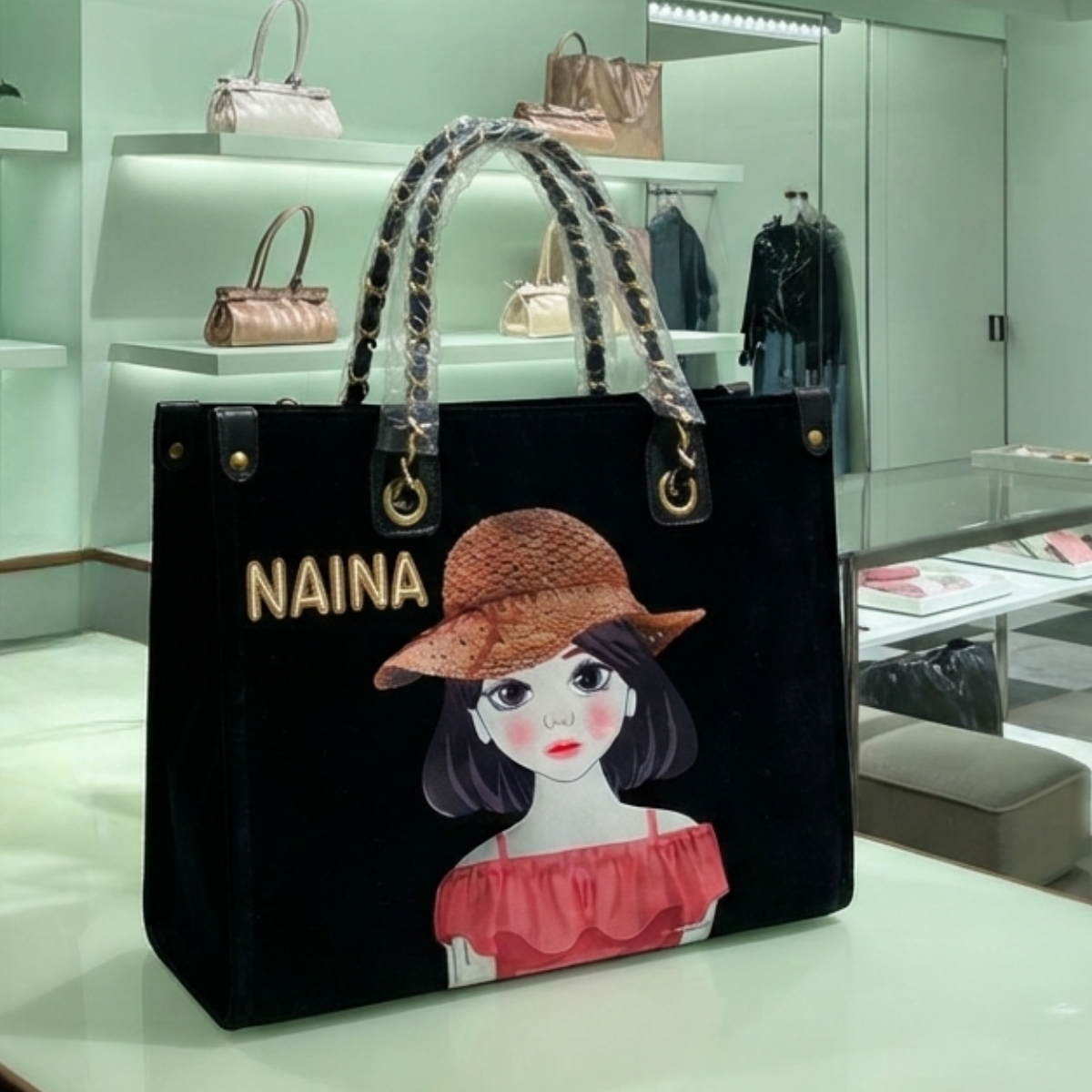 Nivel Customized Name and Patch Tote Bag for Women (04)