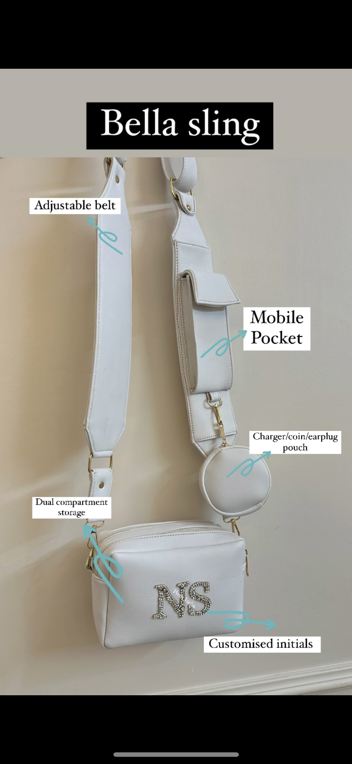 Nivel White dual compartment Bella sling