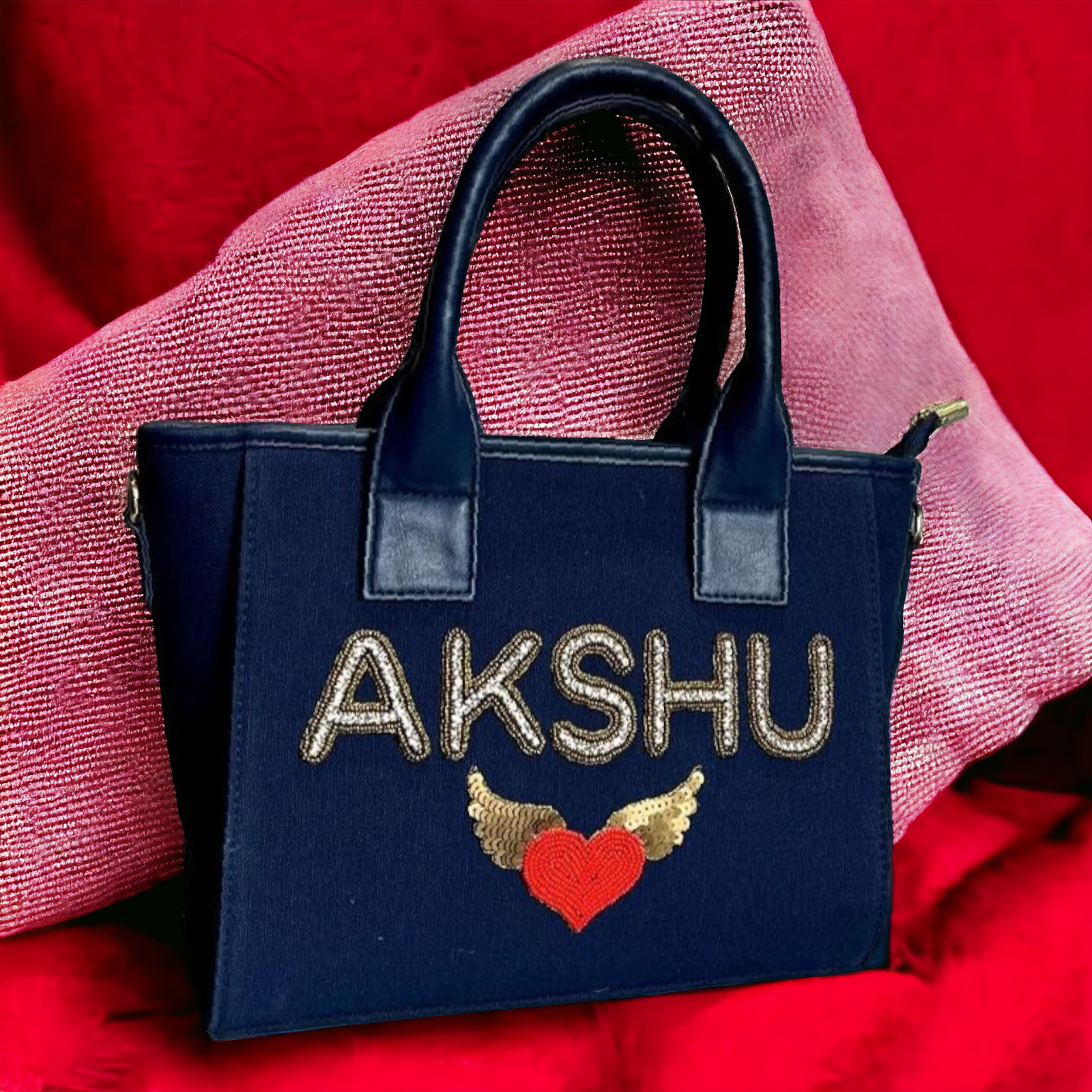 Nivel Navy Blue Premium Canvas Everyday Customised Tote Bag (_12)
