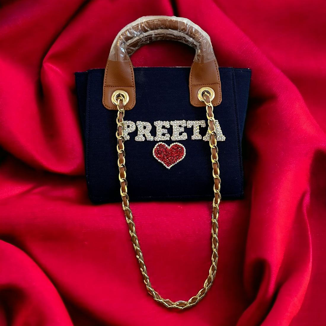 Nivel Navy Blue Mini Customised Scarlet Tote Bag For Women