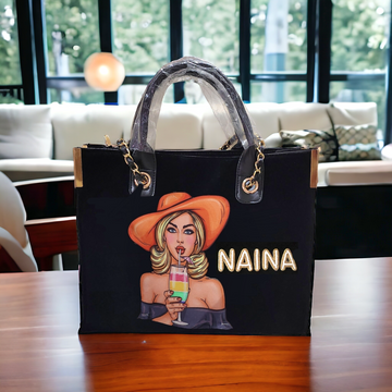 Nivel Customized Name and Patch Tote Bag for Women (01)