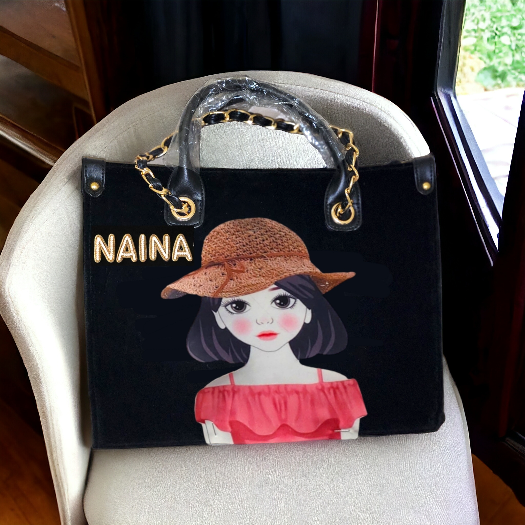 Nivel Customized Name and Patch Tote Bag for Women (02)