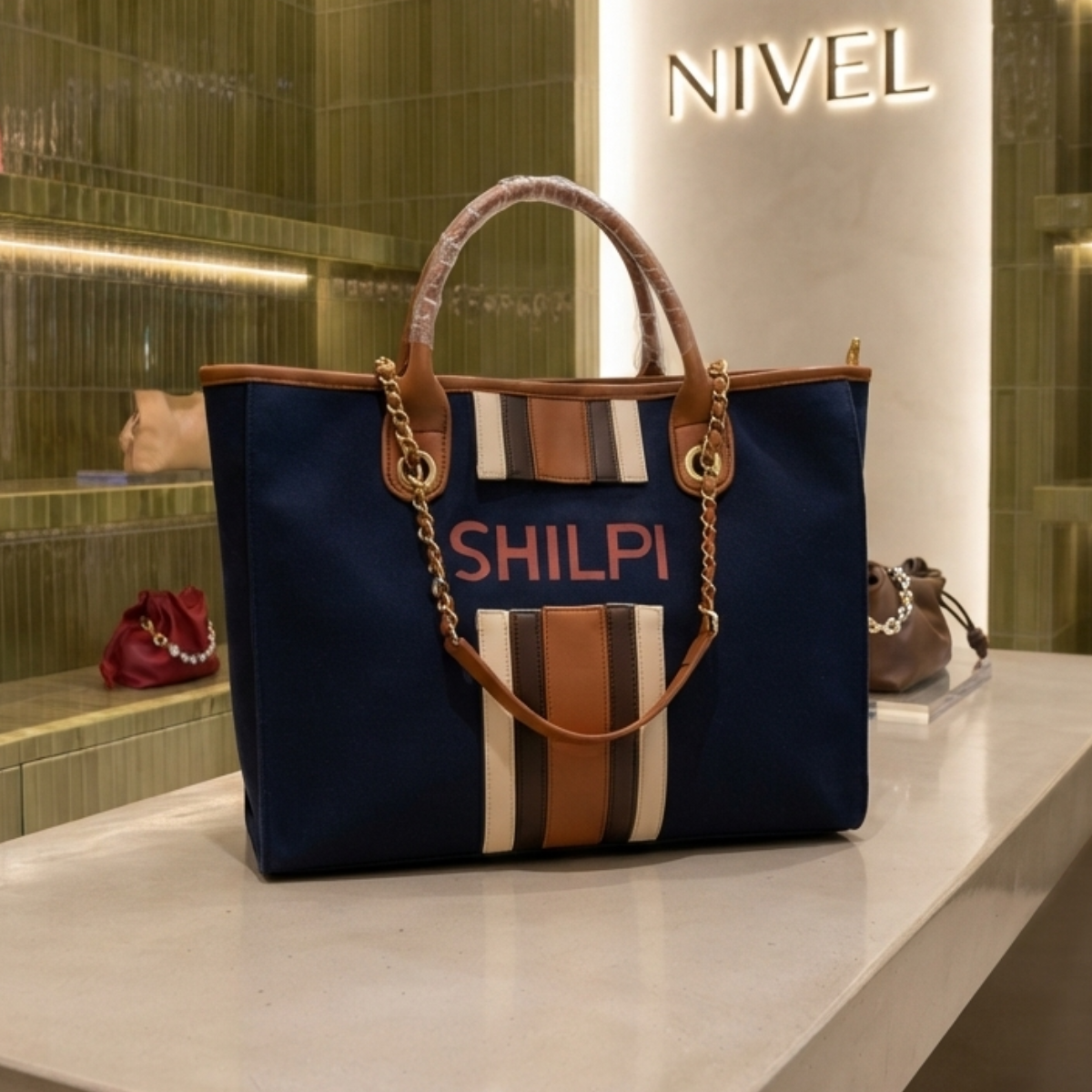 Nivel Customized Name and Patch Tote Bag for Women (06)