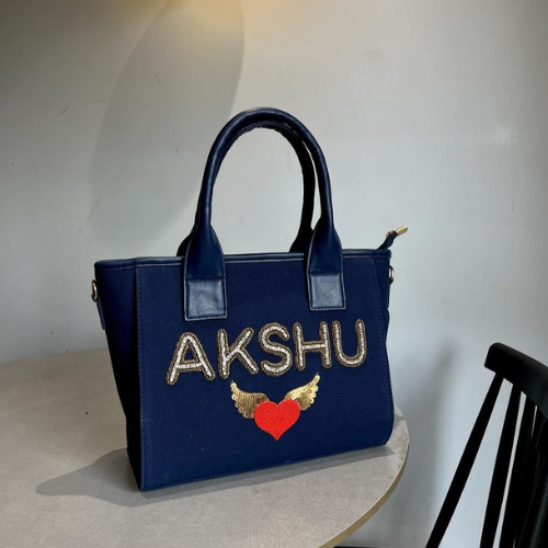 Nivel Navy Blue Premium Canvas Everyday Customised Tote Bag (_12)