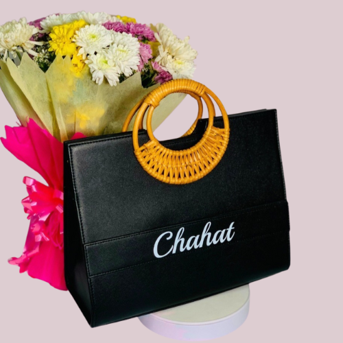 Nivel Premium Canvas Customised Tote Bag For Women (Black) + Heart Emoji(_11)