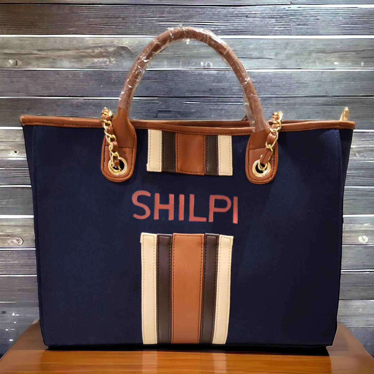 Nivel Customized Name and Patch Tote Bag for Women (06)