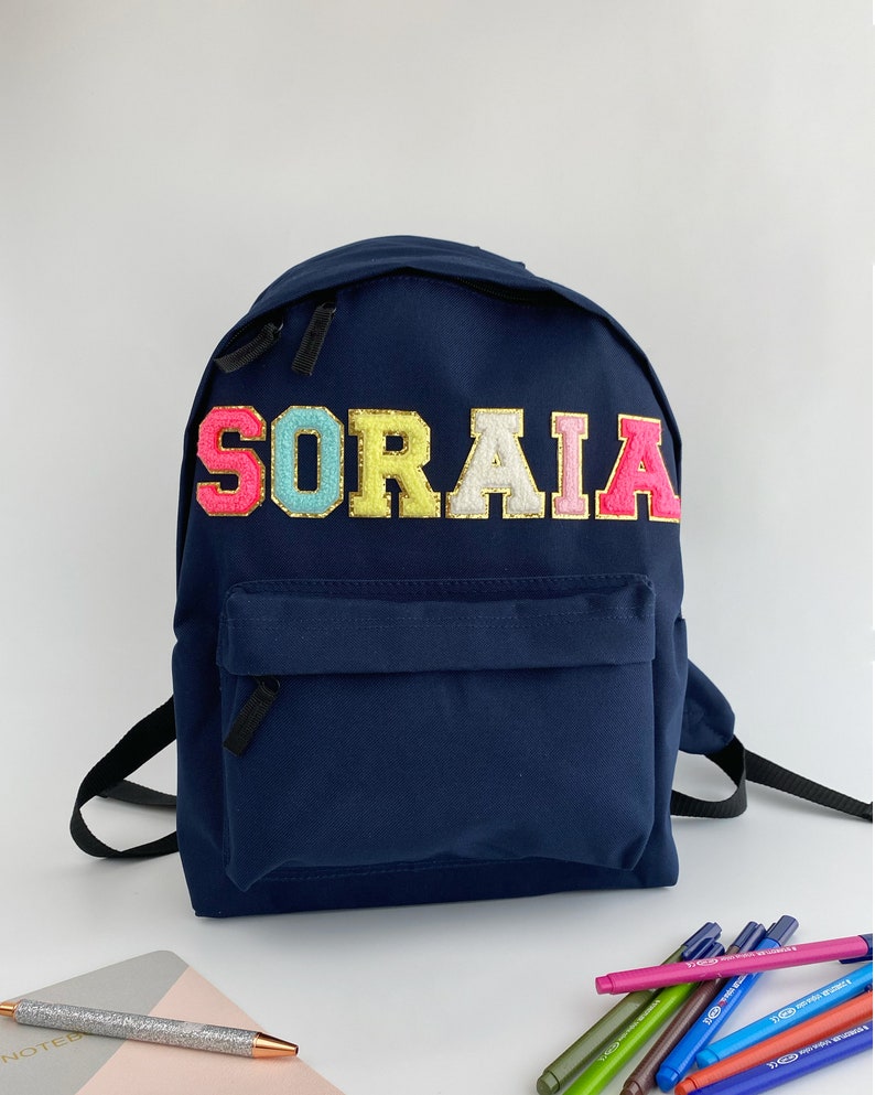 Nivel Customized Backpack with Chenille  Patch Letters for Baby for Kids | Boys | Girls  | Small | Preschool | Nursery | Waterproof |Casual| Picnic | Tuition | Birthday | Gift