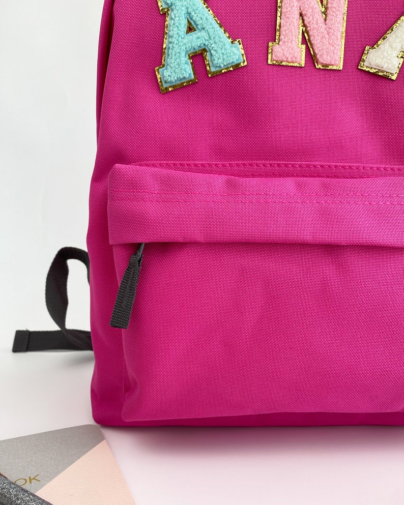 Nivel Customized Backpack with Chenille  Patch Letters for Baby for Kids | Boys | Girls  | Small | Preschool | Nursery | Waterproof |Casual| Picnic | Tuition | Birthday | Gift