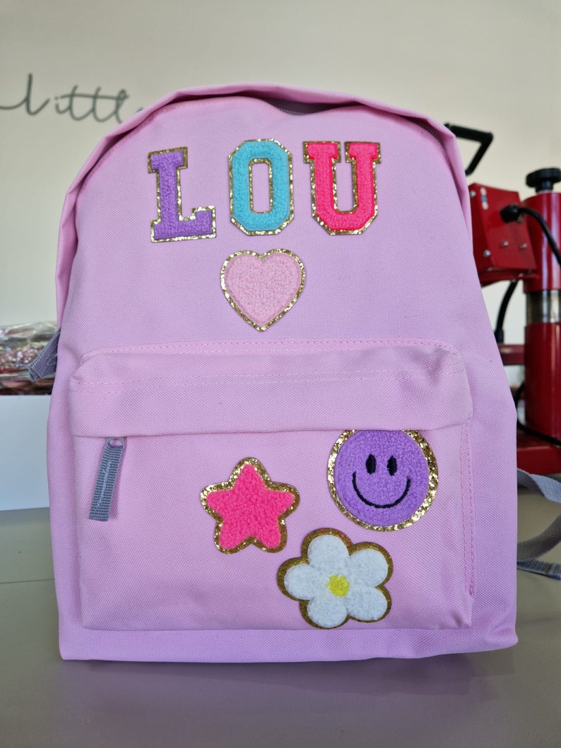 Nivel Customized Backpack with Chenille  Patch Letters for Baby for Kids | Boys | Girls  | Small | Preschool | Nursery | Waterproof |Casual| Picnic | Tuition | Birthday | Gift