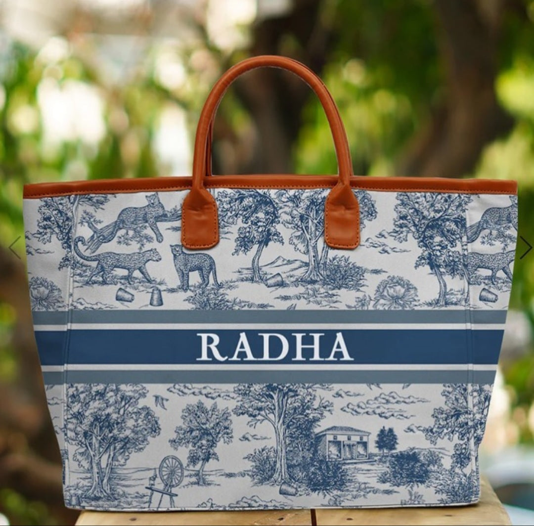 Nivel Zebra, Floral & Blue Jungle Customized Tote bag