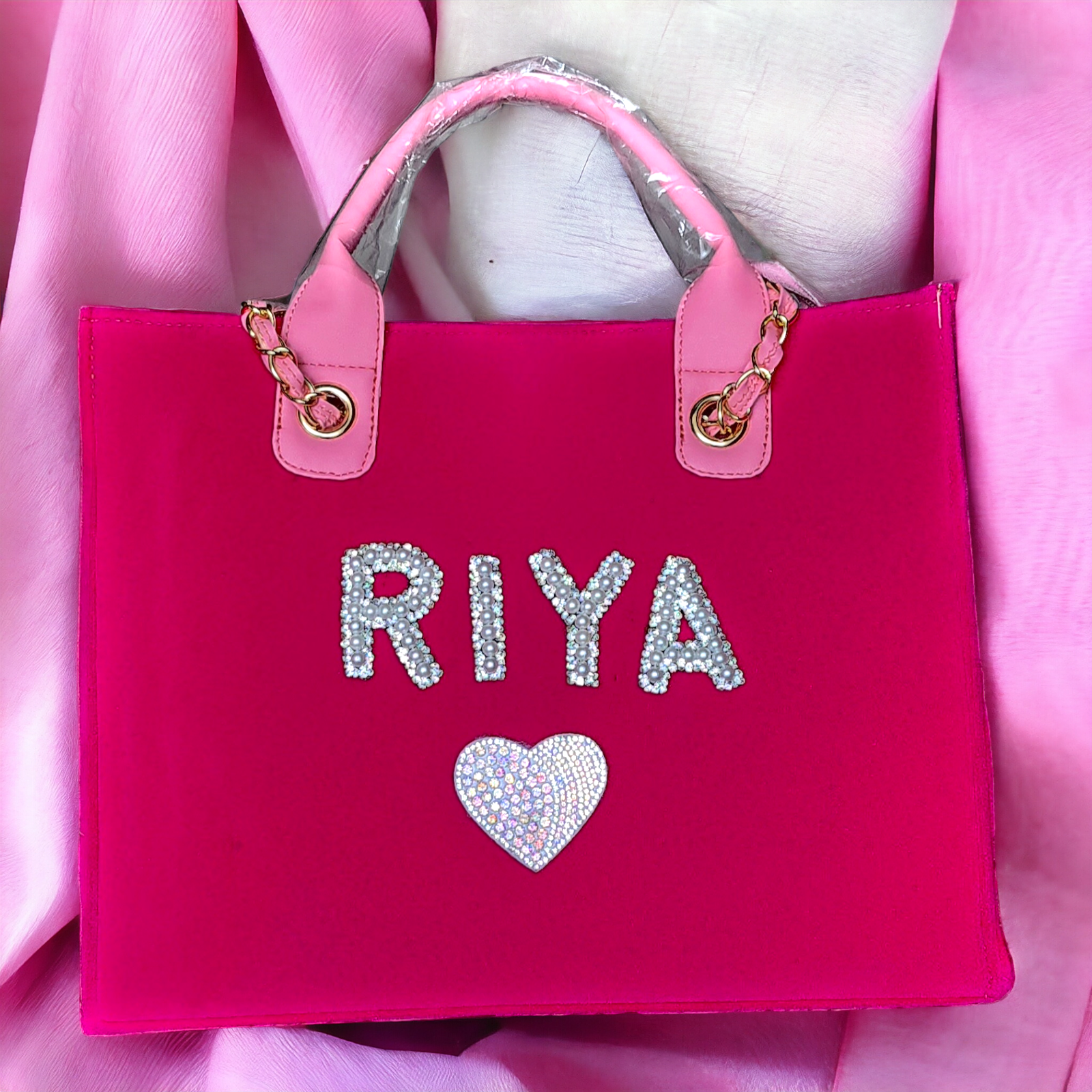 Nivel premium Canvas Customized HOTPINK Tote Bag (_13)